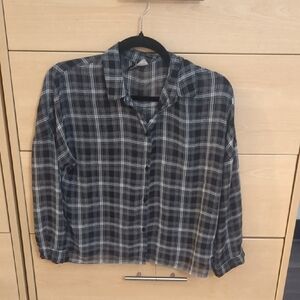 H&M Men's Dark Plaid Button Down Shirt